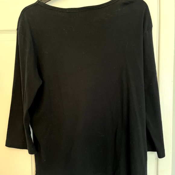 Palm Grove causal top, black with silver sequins, 1X, sailboat image on front - Picture 2 of 3